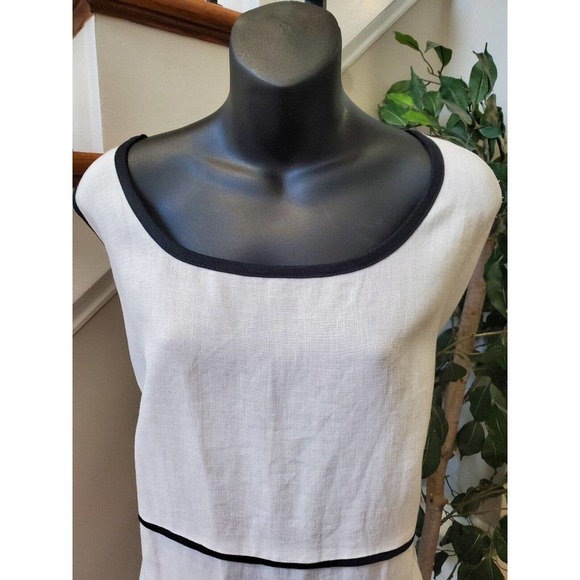 Maggie Women's White 100% Linen Round Neck Sleeveless Long Maxi Dress Size 1X - Picture 6 of 14